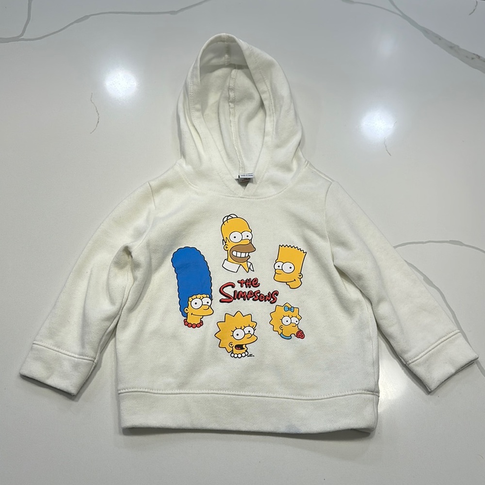 Old Navy The Simpsons cotton hoodie white size 18-24 months 💛